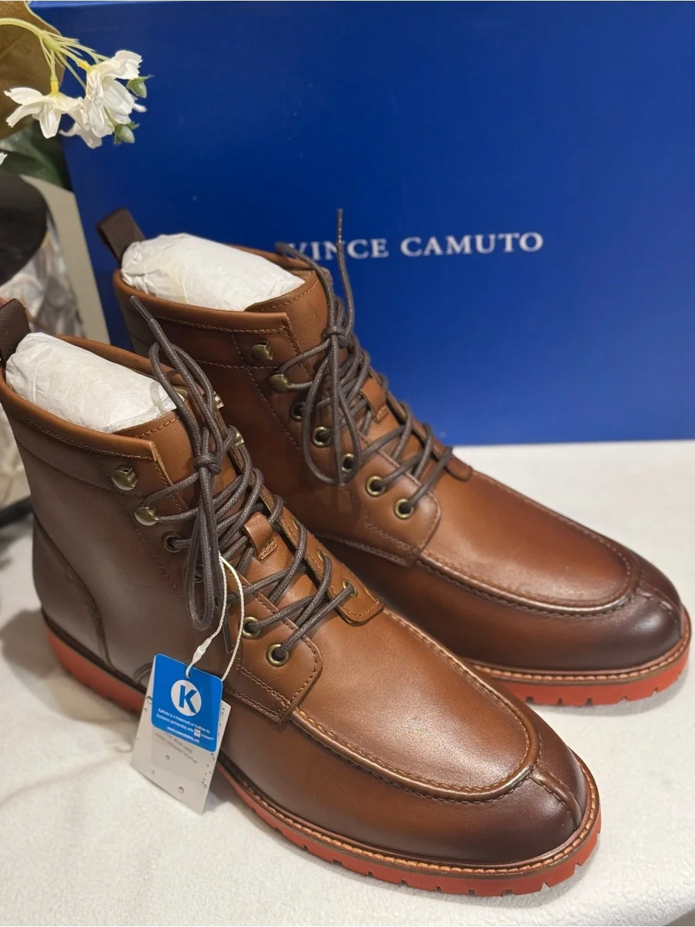 Vince Camuto Men’s Chestnut Brown Leather Chukka Boots S 10 NIB